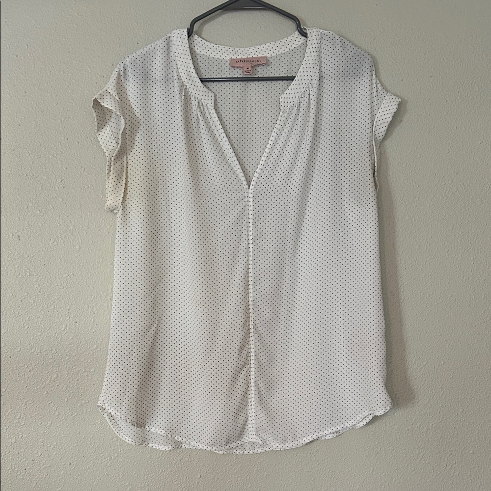 Philosophy White and Black Polka Dot Blouse